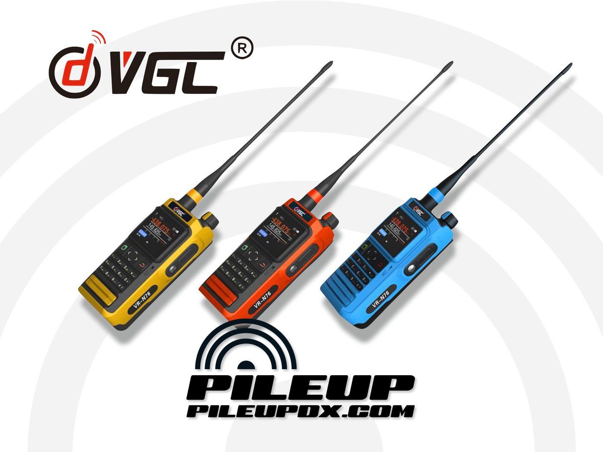 pileupdx's tweet photo. Stay Connected - the VGC VR-N76 VHF/UHF HT with APRS, KISS TNC, GPS &amp; full BT app control. It's the most capable handheld! 
Ready for #Winlink, #APRS, #EmComm &amp; Off-Grid.
Choose  between five cool colors!
🔗 https://t.co/pvcfU6YdcF 
#HamRadio #VHF #UHF #OffGridHam https://t.co/38hLvM3Ucz