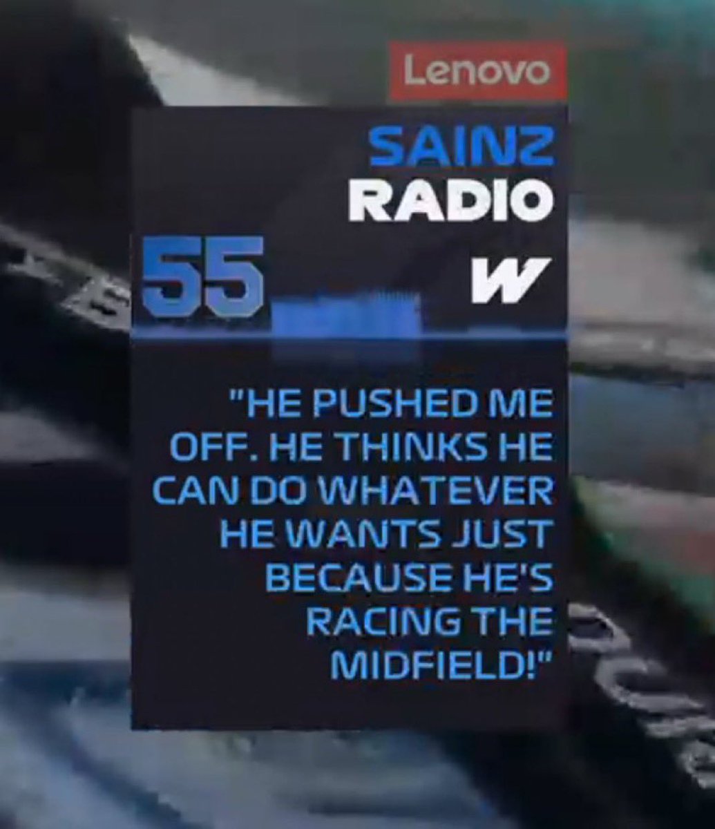 "he thinks he can do whatever he wants just because he's racing the midfield" CALL HIS ASS OUT CARLOS !!!!!!!!