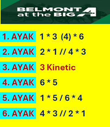 AyhanDevrimAkin's tweet image. #Belmont #At #The #Big #A 🏇🇺🇸 #BelmontAtTheBigA 🇺🇸🏇
03*Mayıs Birinci Altılı Ganyan Şablonu...
Şansınız Bol Olsun. 🍀 🍀 🍀