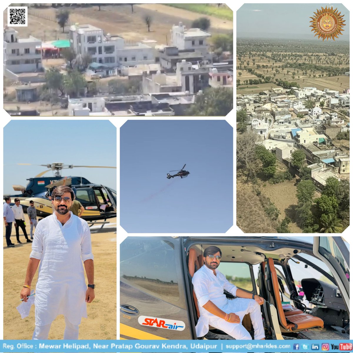 mewarhelicopter's tweet photo. Our recent Helicopter Flower Shower Program on the occasion of "House Warming Ceremony" (Griah Pravesh) at Village Angdosh, Marwar Junction, Pali, Rajasthan. 
Thank you to Choudhary Family for choosing us and making us #YourReasonToFly #mhsrides #Rajasthan #housewarming #mhs https://t.co/coFQ8kZxIq