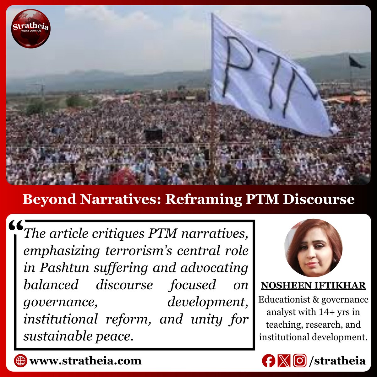 stratheia's tweet image. Displacement in Pashtun regions wasn’t ethnic targeting—it was driven by militant violence. Understanding this distinction is key to meaningful dialogue and recovery. 
#PTM #Pashtun #Security
Read Full Article: stratheia.com/beyond-narrati…