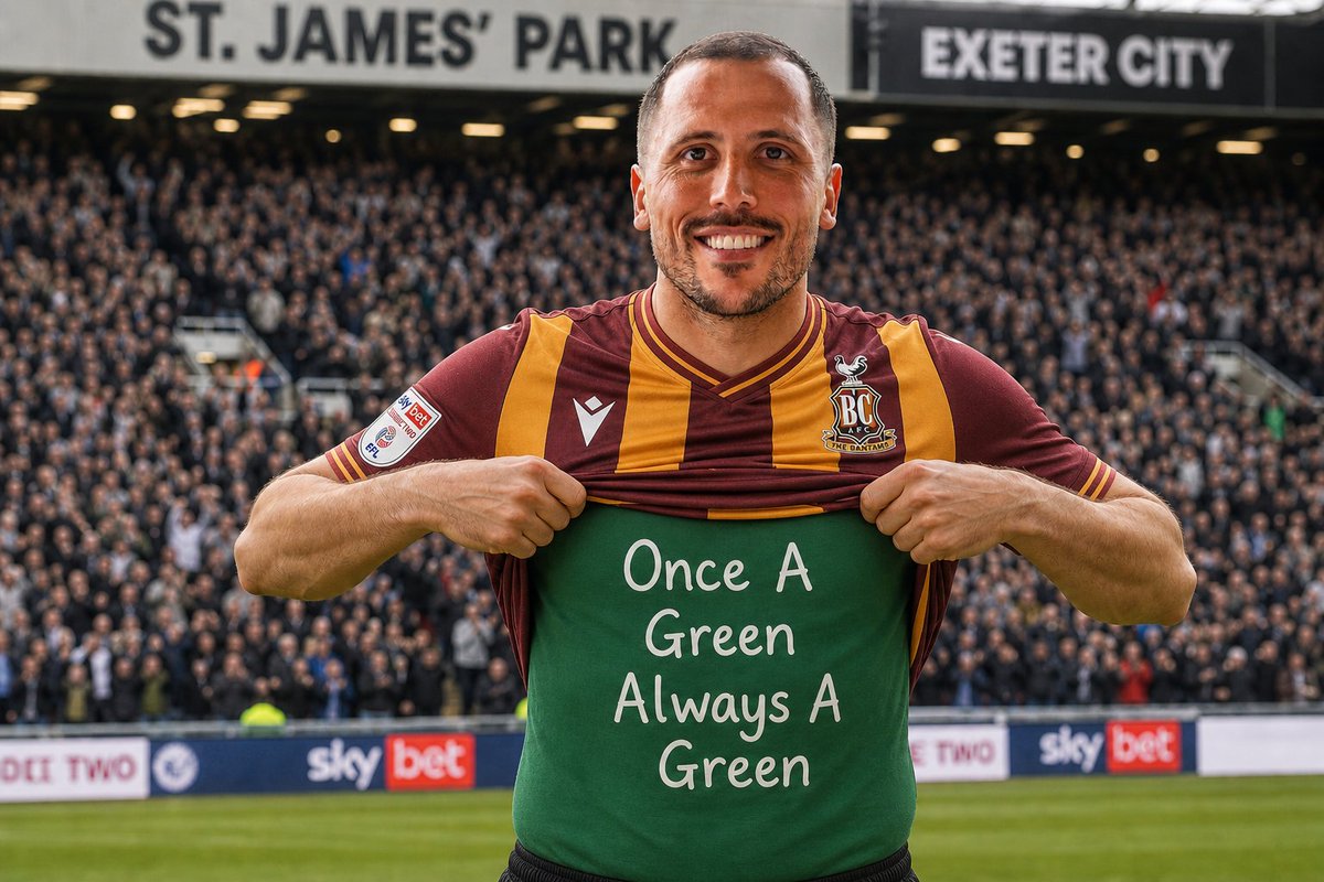Laido's tweet photo. What's that @ASarcevic Nice to see another former agent fulfilling his role at St Aimless #ecfc #bradfordcity #pafc Poor old @OfficialECFC going back to League 2 https://t.co/Sz5nTXmx1d