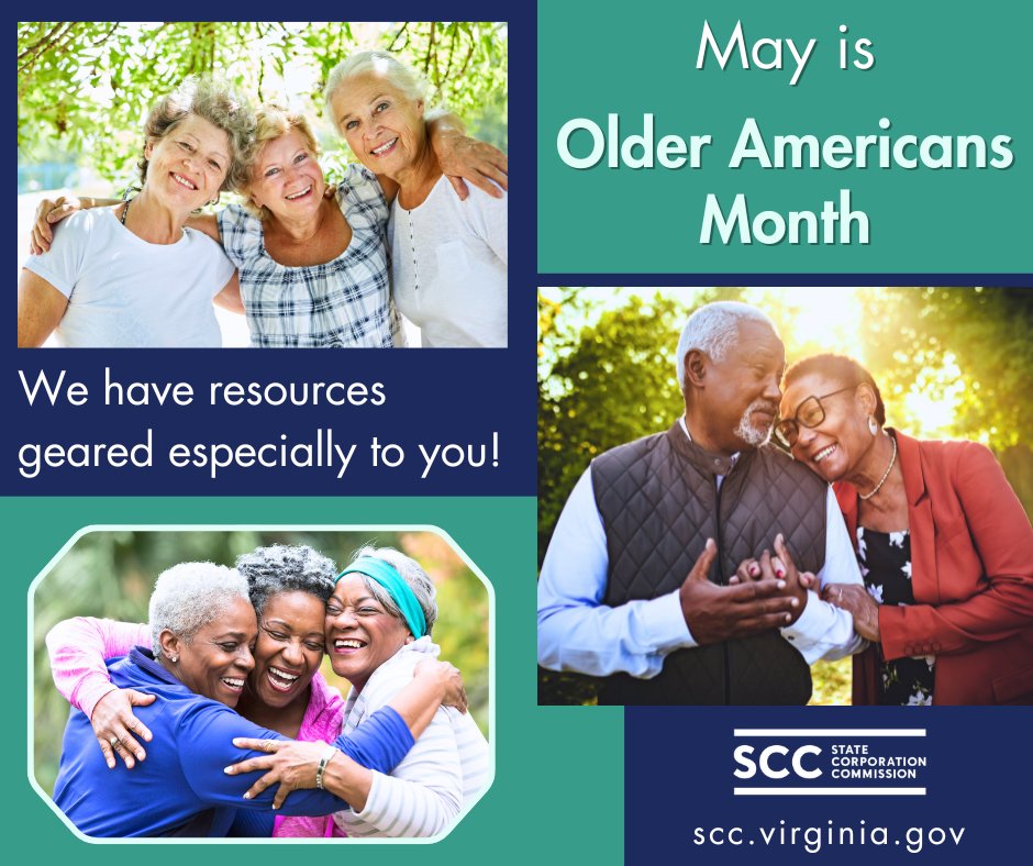 VAStateCorpComm's tweet image. #OlderAmericansMonth celebrates seniors &amp;amp; their  contributions. Whether you are shopping for #insurance, planning for #retirement or want to avoid #investment scams, SCC offers #outreach &amp;amp; resources specifically geared to seniors. tinyurl.com/ypvhdj9h tinyurl.com/2s9vsw3c