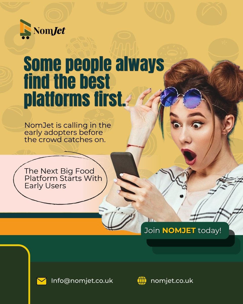 Nomjet_'s tweet image. Some of the best platforms get noticed early.

NomJet is calling in the early adopters before the crowd catches on.

The next big food platform starts with early users.
Join today @ nomjet.co.uk

#FoodDelivery #EarlyAdopters #FoodTech #NomJet