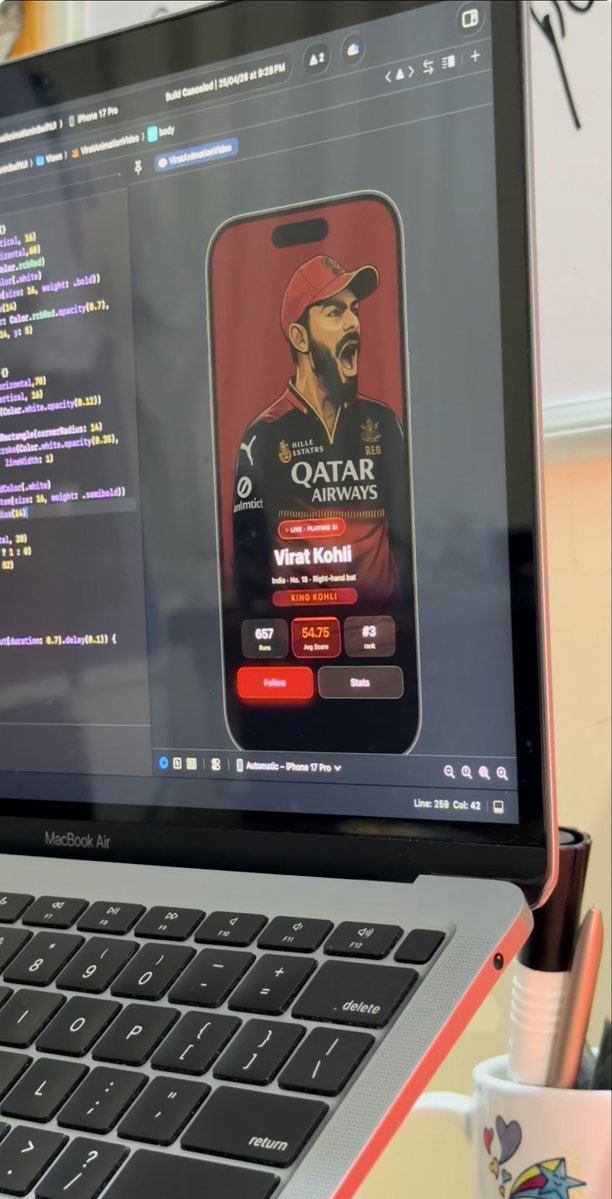 Shsshwtt's tweet image. Created animation in swiftUI
checkout the video on Instagram 

instagram.com/reel/DX3JMT-vj…

#ios #swiftUI #ipl #rcb