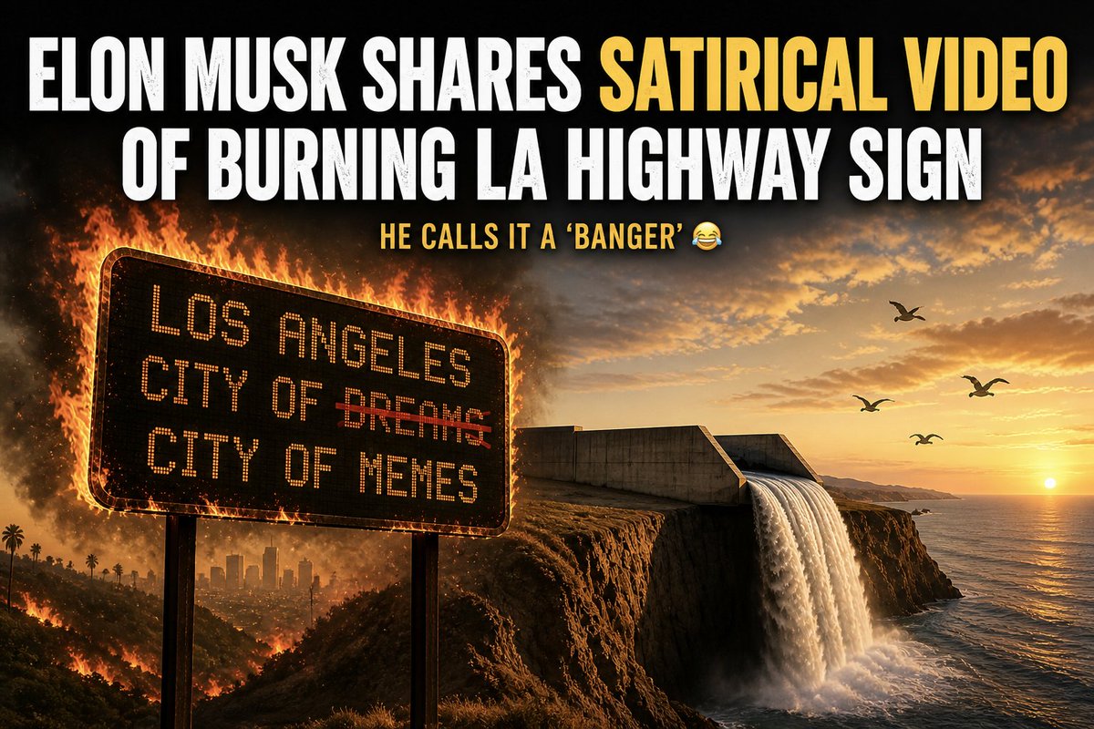 MrTweeta1's tweet image. Elon Musk Shares Satirical Video of Burning LA Highway Sign

#LA