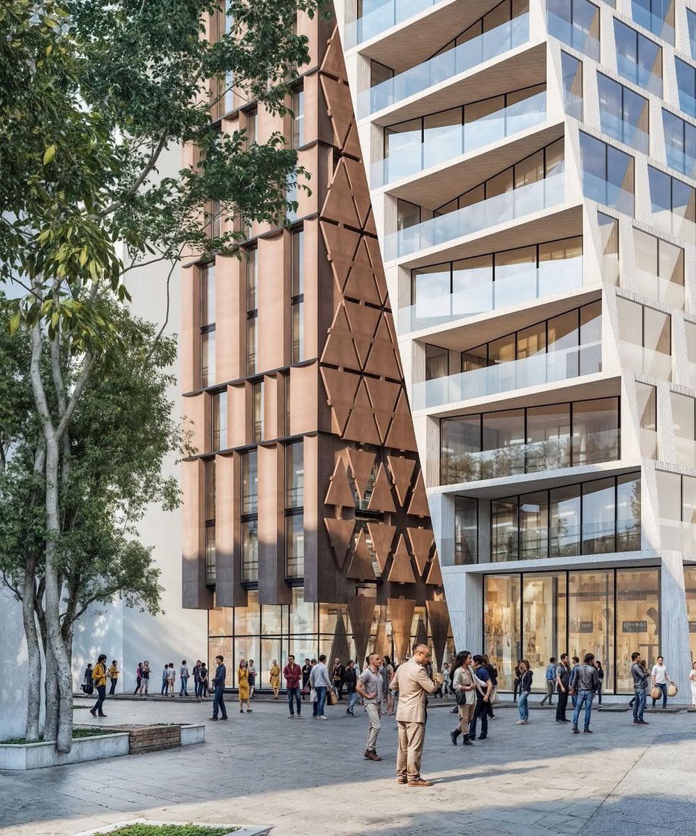 UnthinkableBld's tweet image. Façades layer depth and rhythm, blurring structure and envelope. At ground level, the void becomes a public space for movement and interaction showing architecture as a tool for shaping urban relationships.
@parametricarch 
#Architecture #UrbanDesign