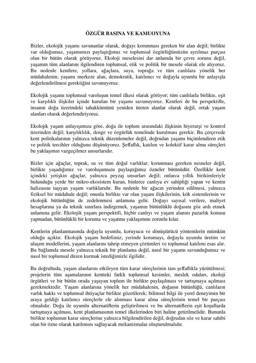 Ekolojidernek's tweet photo. Amed’te,Fırat Bulvarı’nda ağaçların kentsel proje kapsamında taşınması girişimine ilişkin basın açıklamamız:Ağaçlar bizler için yalnızca fiziksel varlıklar değil;bulundukları yerde oluşmuş ekolojik bütünün parçasıdr.Yerlerinden edilmeleri bu bütünlüğün zedelenmesi anlamına gelir. https://t.co/Ryxud8vEs9