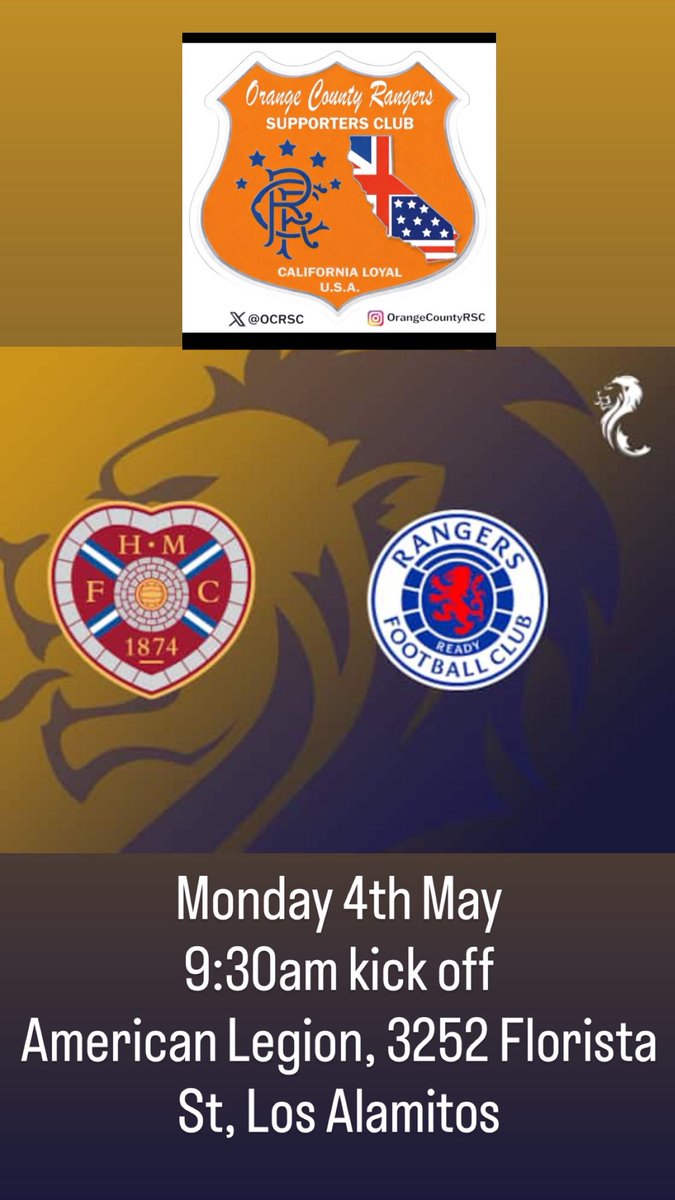 OCRSC's tweet photo. Come down to the OCRSC tomorrow … Hearts vs Rangers 
9:30am Monday 4th May
American Legion, 3252 Florista St, Los Alamitos https://t.co/O3Q9cB5Ylt