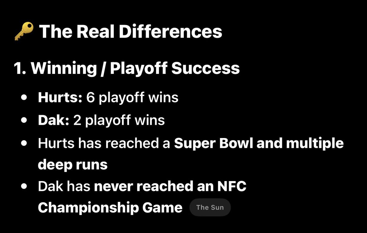 AMHE613's tweet photo. @EaglesScoutRoom I haven’t taken mental notes of Daks postseason performances but I know Hurts is feeble. 

Hurts is a better postseason performer in the QB wins category as usual. Crazy how these Eagles fan can watch this QB throw for 140 yds in PS gms and pretend like it doesn’t happen. https://t.co/5VkHM9rtui