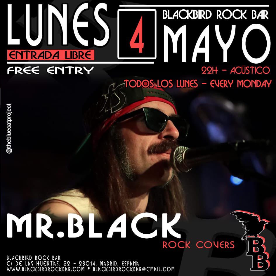 Blackbirdrockba's tweet image. Los conciertos de esta semana: LUNES 4 @mrblackcountryrock , MARTES 5 @beatles.4u (Banda), MIÉRCOLES 6 @marcsastregamero (#microabierto), JUEVES 7 @cristiandelcorral , A las 22h! Reservas por MD en rrss o al mail blackbirdrockbar@gmail.com ! #rock #blackbirdrockbar #madrid