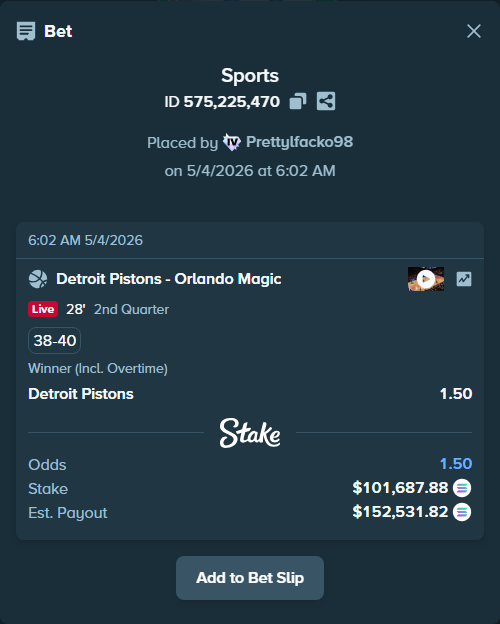 stakehighroller's tweet image. Heavy bag dropped on Detroit Pistons - Orlando Magic. $241,000 riding on it.

Match this: stake.com/sports/home?ii…

#Basketball #NBA