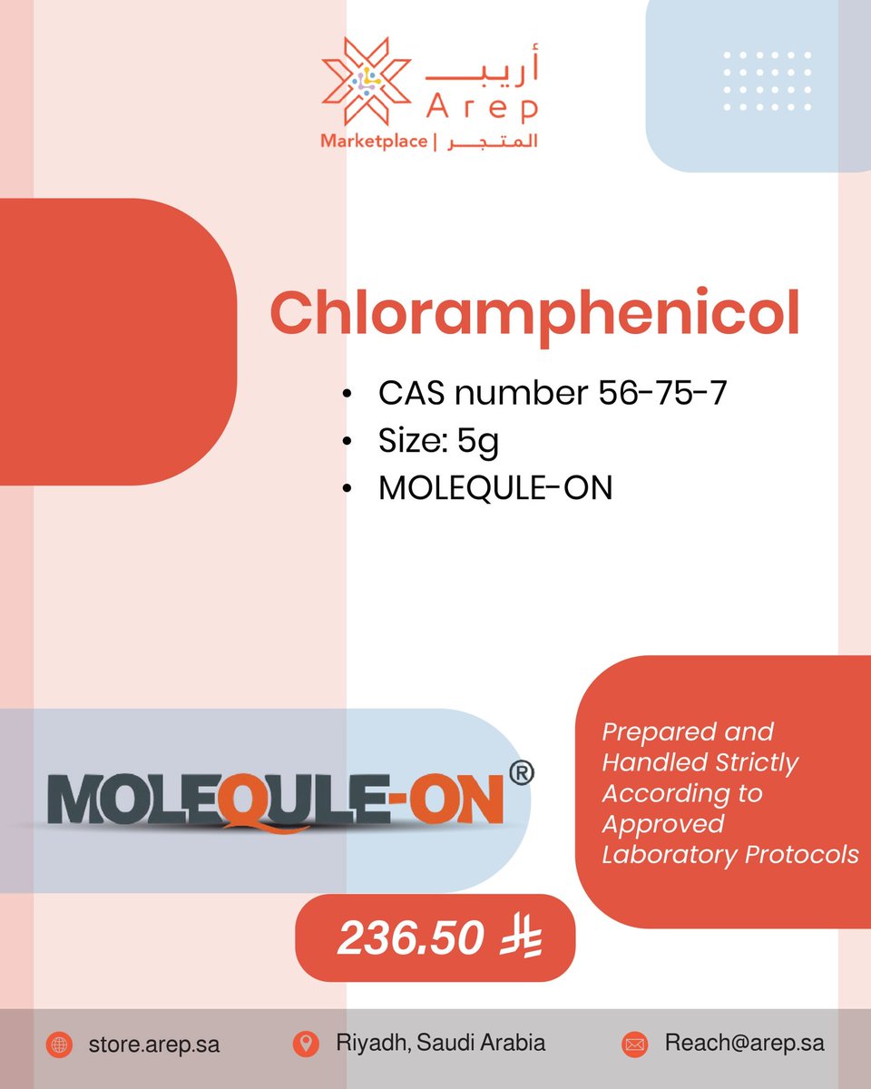 ArepPlatform's tweet photo. Quality you can trust 🧪
Chloramphenicol prepared under strict laboratory standards, ensuring accuracy and reliability for your research needs.

#LaboratoryChemicals #Chloramphenicol #LabSupplies #ResearchTools #Arep https://t.co/eq0An8lLfH