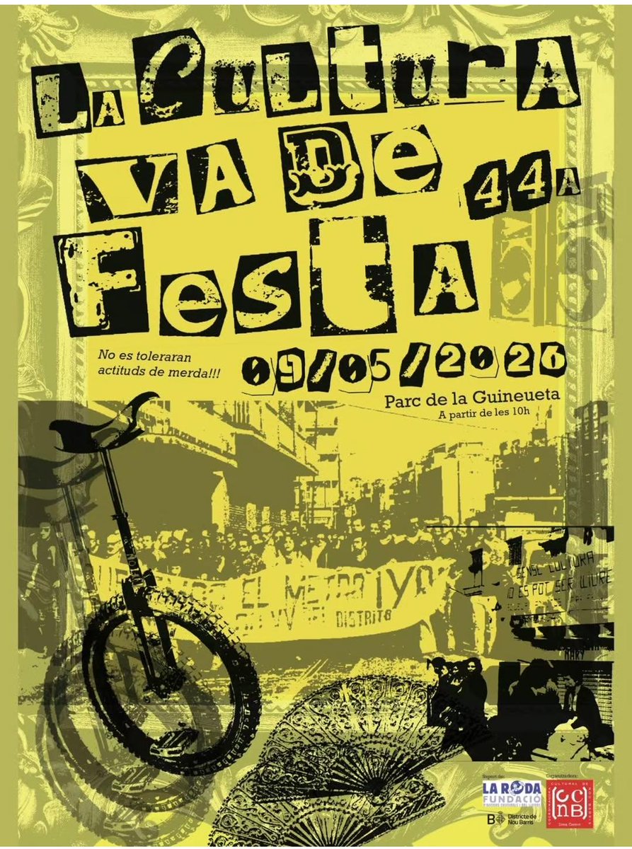 prosperistan's tweet photo. A Nou Barris ja ens estem preparant per a la 44a edició de la Cultura va de Festa, la festa grossa del moviment associatiu. Dissabte 9 de maig a partir de les 10h al parc de la Guineueta. Contra els discursos d’odi, fem barri(s)! ✊🥳 https://t.co/xk9Ew9zcU1