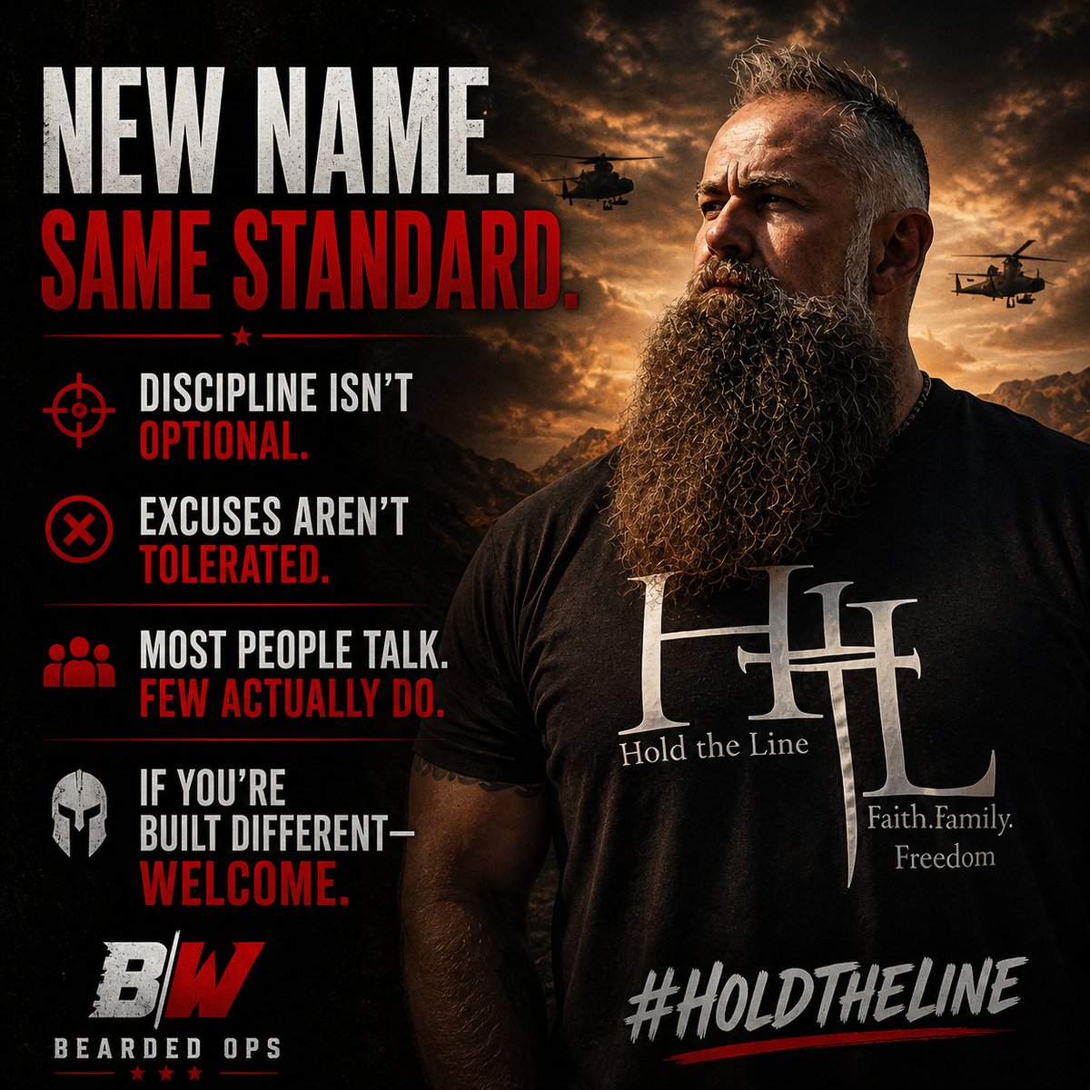 WarriorOps's tweet photo. New name. Same standard.

Discipline isn’t optional.

Excuses aren’t tolerated.

Most people talk.

Few actually do.

If you’re built different—welcome.

#HoldTheLine https://t.co/stoq4WNmHQ