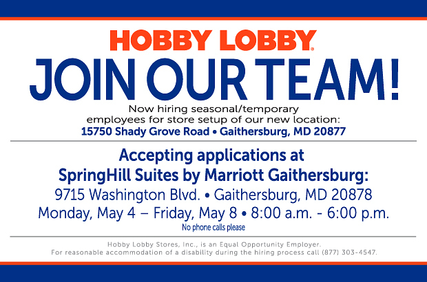 HobbyLobbyJobs's tweet image. Hiring event alert! Come in to apply during our hiring event that is going on right now for the new Hobby Lobby located in Gaithersburg, MD!! See attached event for details. Don't forget to tag your friends who are looking for employment!

#HobbyLobby #careergrowth