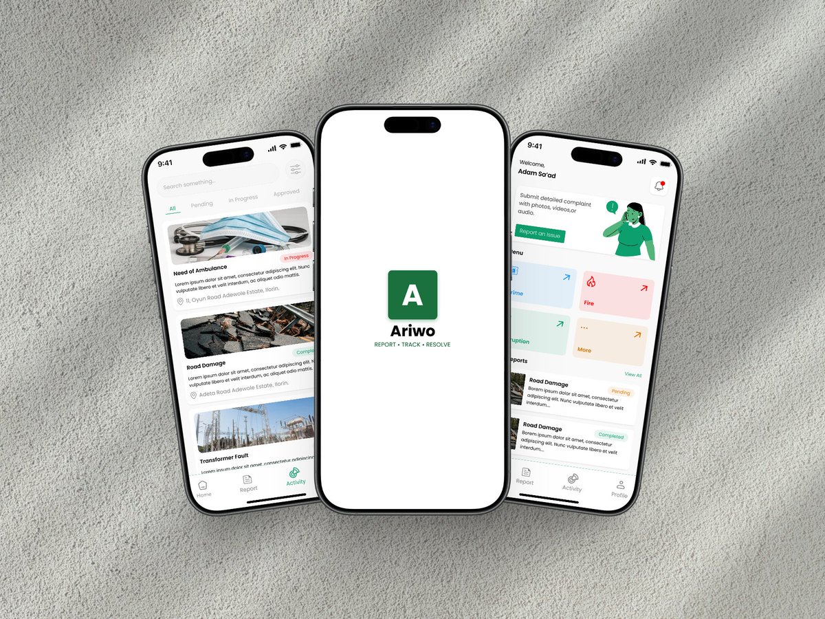 uiuxsaad's tweet photo. It’s been a while since I shared my work here👀

Ariwo is a civic reporting app that helps citizens report community issues, track progress, and stay updated.

#UIUX #ProductDesign #UXDesign #DesignTwitter #AppDesign https://t.co/2AKmvY6f7s