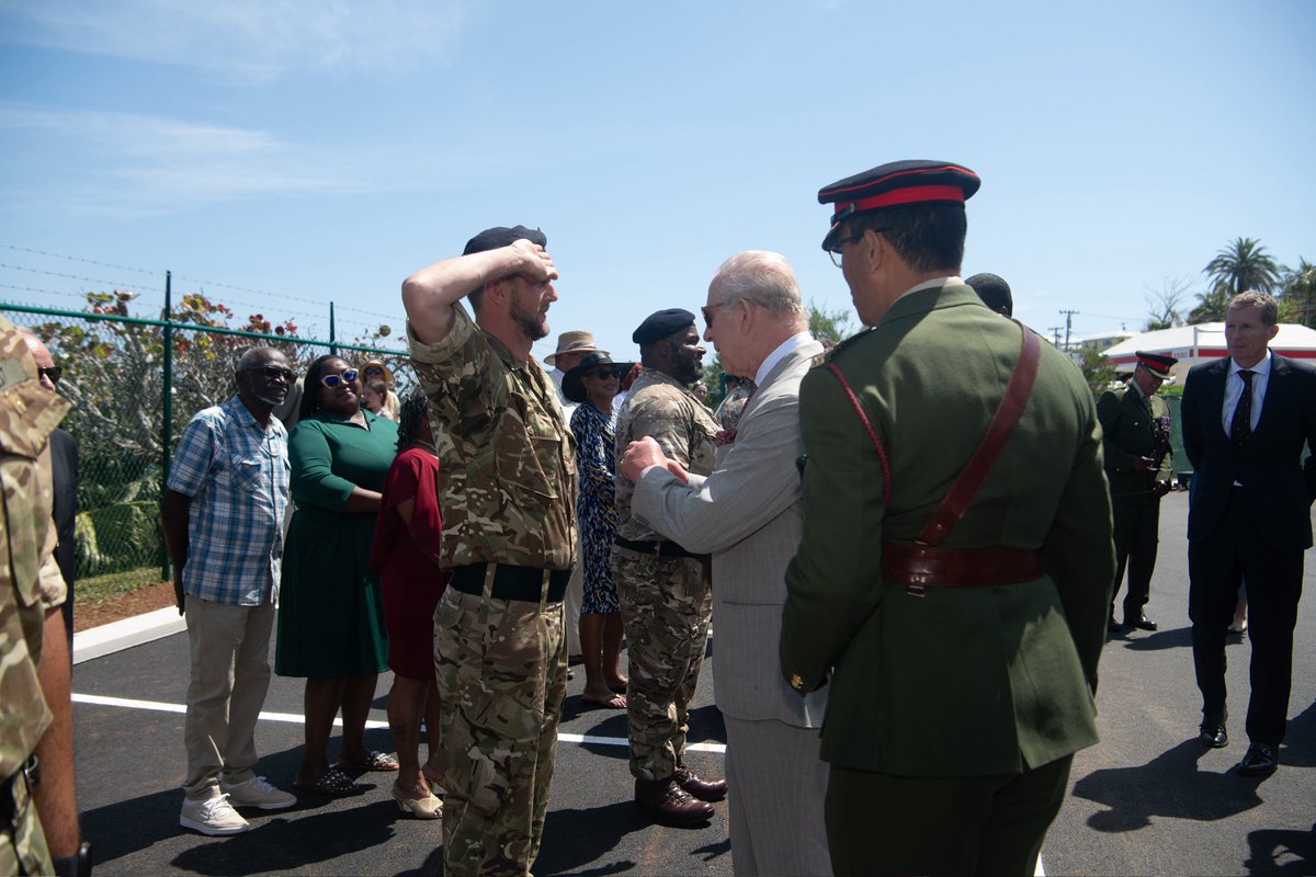 BdaGovernment's tweet photo. Yesterday, His Majesty The King formally opened the new Great Bay Coast Guard Station and recognised the work of Coast Guard personnel in keeping Bermuda’s waters safe. 🇧🇲🇬🇧🇧🇲🇬🇧

He also presented medals to members of the Royal Bermuda Regiment before visiting a UK Space Agency observatory to launch a space debris tracking project.