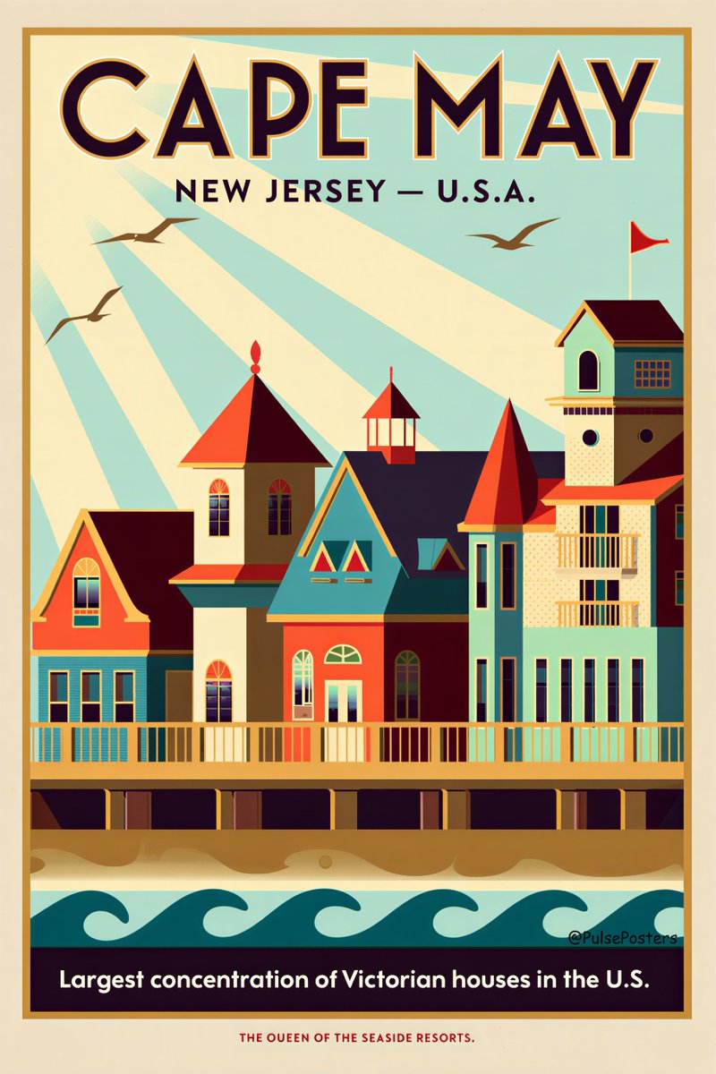 pulseposters's tweet image. #TheLostCornes Cape May isn’t just a beach town—it’s a living postcard of American history. 

At the southern tip of New Jersey, this seaside gem rose to fame in the 19th century as one of the nation’s first resort destinations.

#CapeMay #NewJersey #AmericanHistory