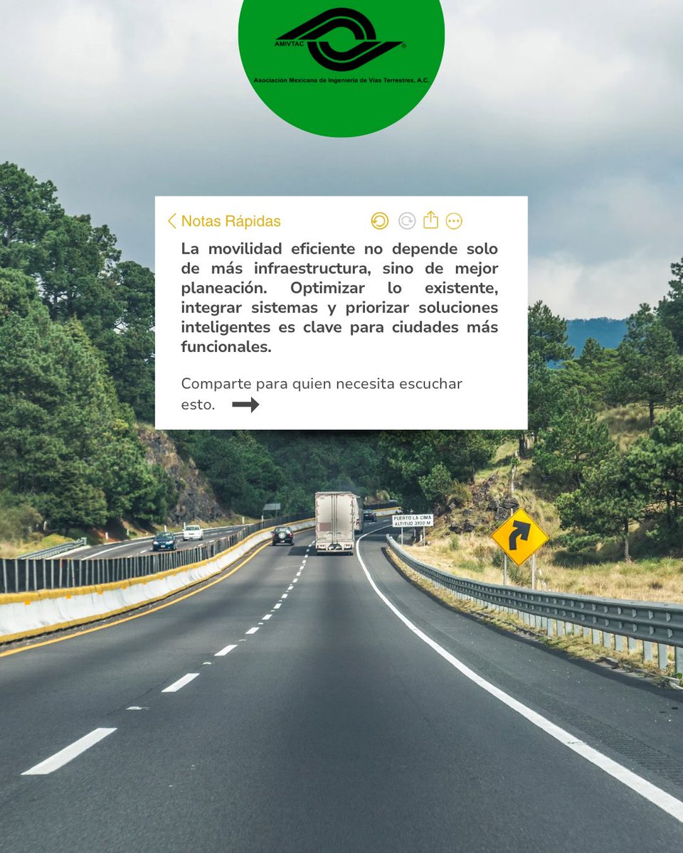 AMIVTACmx's tweet image. La movilidad eficiente no es construir más, es planear mejor.
#Movilidad #Planeación #IngenieríaVial #AMIVTAC