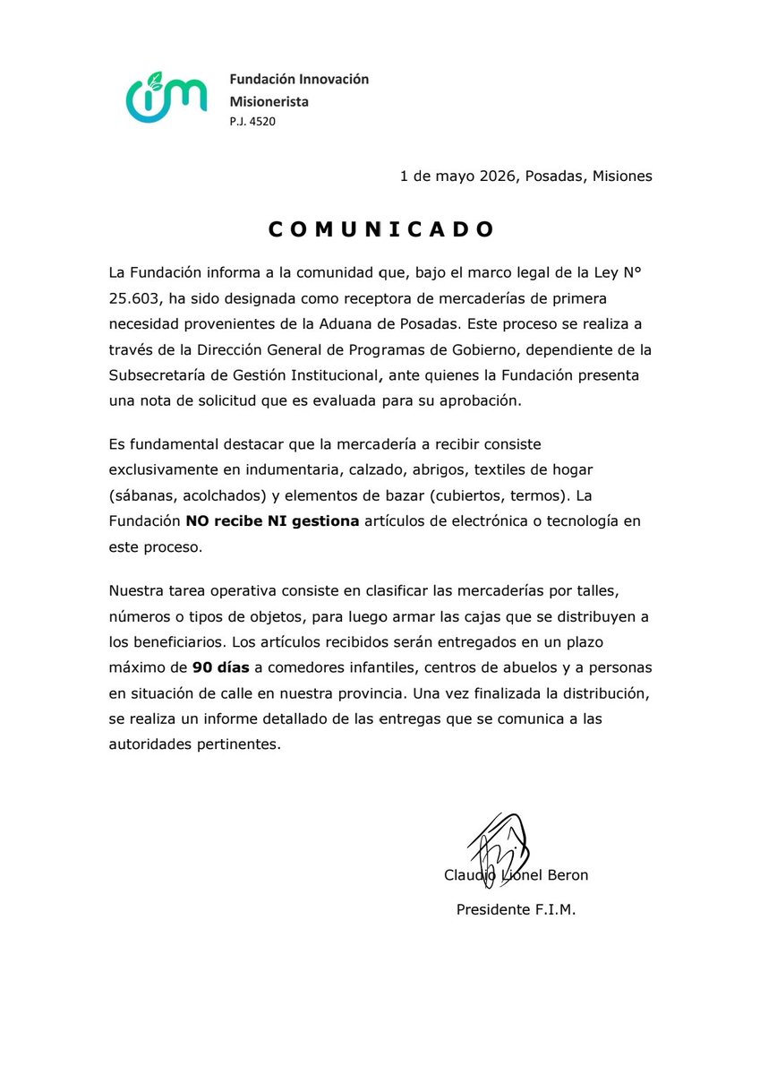 cristian__599's tweet photo. @lufernandezss @Diego_Hartfield @adrianmisiones @LLAenMISIONES Es una fundación que trabaja hace muchos años en Misiones,  realizando diferentes tipos de trabajos sociales.  Si se ayuda les parece mal, si no se ayuda también les parece mal.  Nada les viene bien a los periodistas. https://t.co/LDPok05OY0