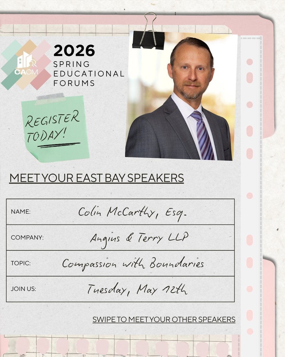 CACMchat's tweet image. Meet your East Bay speakers! 🎤✨

Get ready to learn all about “Compassion with Boundaries” at our 2026 Spring Educational Forums. Mark your calendar for Tuesday, May 12! 👀📅

#linkinbio🔗
#CACM #SpringForums #CommunityManagers