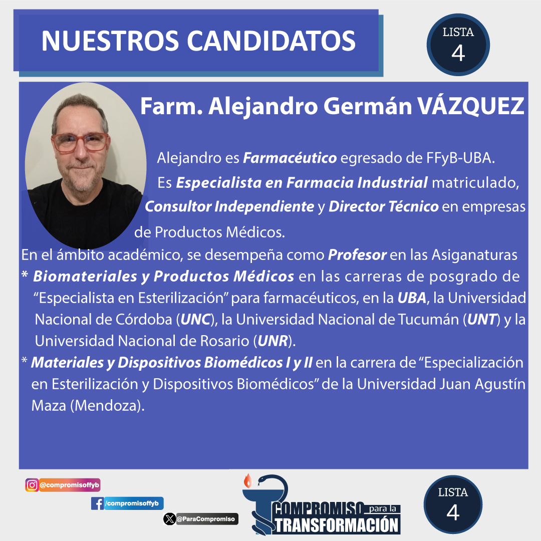 ParaCompromiso's tweet photo. Seguimos presentándote a nuestros/as candidatos/as para estas elecciones! Somos un grupo de Graduados/as de muy diversas generaciones que nos desempeñamos en distintos ámbitos, tanto dentro como fuera de la Facultad.
Colaboramos en el gobierno de nuestra Casa de Estudios en https://t.co/K35Dejn3q2