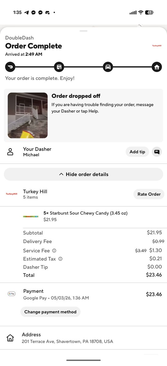 WilliamTheIVth's tweet photo. @DoorDash denied my refund claim over a stolen order. I explain what happened in this reddit thread: https://t.co/JpAF3UKCVq How dpes this even happen? There is literally none of the $100 of food I ordered pictured here. So maddening/unacceptable. @DoorDash_Help https://t.co/ZiKatIqbSF