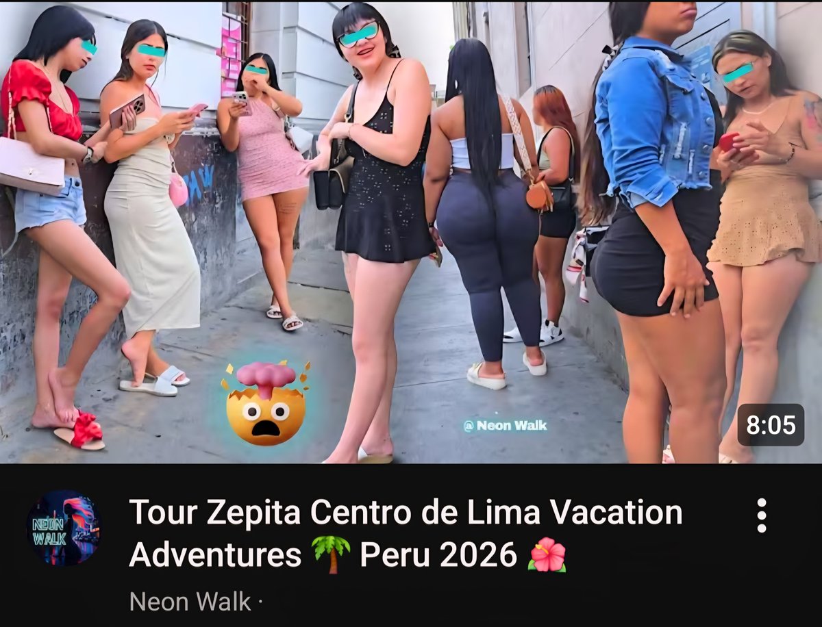 Carinosas_Peru's tweet image. Tour Zepita Centro de Lima Vacation Adventures Peru 2026 🔥Walking Streets

youtu.be/AaqnxkY8QUU  ✅️

#zepita #lima #peru #callesdelima #tourismperu #pattaya #medellin #prostitutes #hookers #DíaDelTrabajo #Eurovision #Formula1 #culonas #latinas #kines #callejeras #chongos