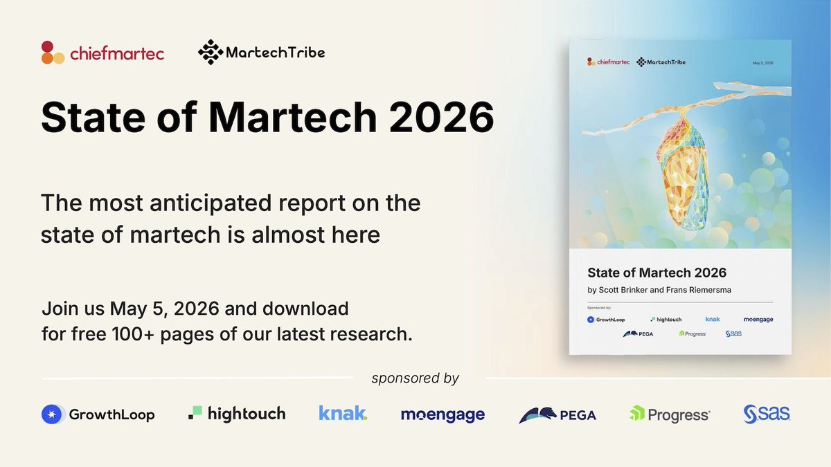 SASanalytics's tweet photo. Where does marketing really break down?

Join us for #MartechDay 2026 on May 5 to hear SAS’ Jonathan Moran discuss the importance of the middle layer of martech with Scott Brinker and Frans Riemersma.

🔗  https://t.co/WpoL4rDSE0 https://t.co/QTtS3m7fZ5