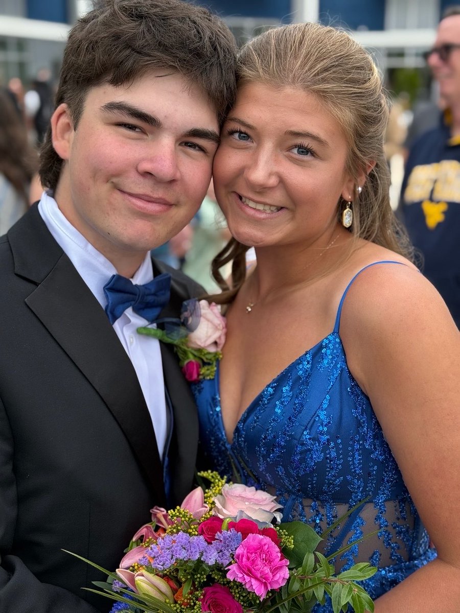 CoachSachs's tweet photo. These two:  Meredith’s cheer squad cleaning up the comp and Derek at his JR Prom https://t.co/4I6kDUWRVO