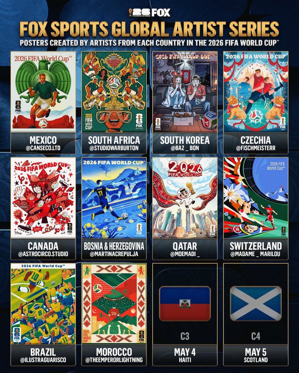 FOXSoccer's tweet photo. Follow along as we unveil the FOX Sports Global Artist Series featuring artwork from every 2026 FIFA World Cup nation 🌎🏆 https://t.co/Y8j9u0c7vg