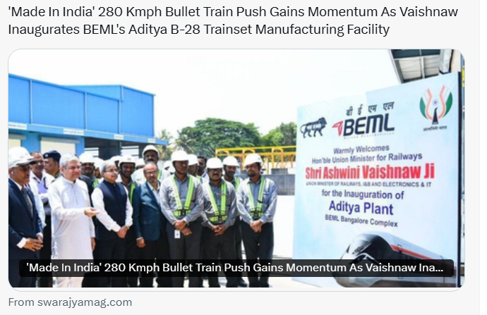 GorwayGlobal's tweet image. A 🧵
1. So India is going to manufacture its own High Speed (Bullet) Trainsets. This is supposed to be a triumph for two ideas of the Modi Led BJP Government. #MakeinIndia and #AatmaNirbhar Bharat Abhiyan.
Even Jaggi could not come up with a bigger con. here's why.