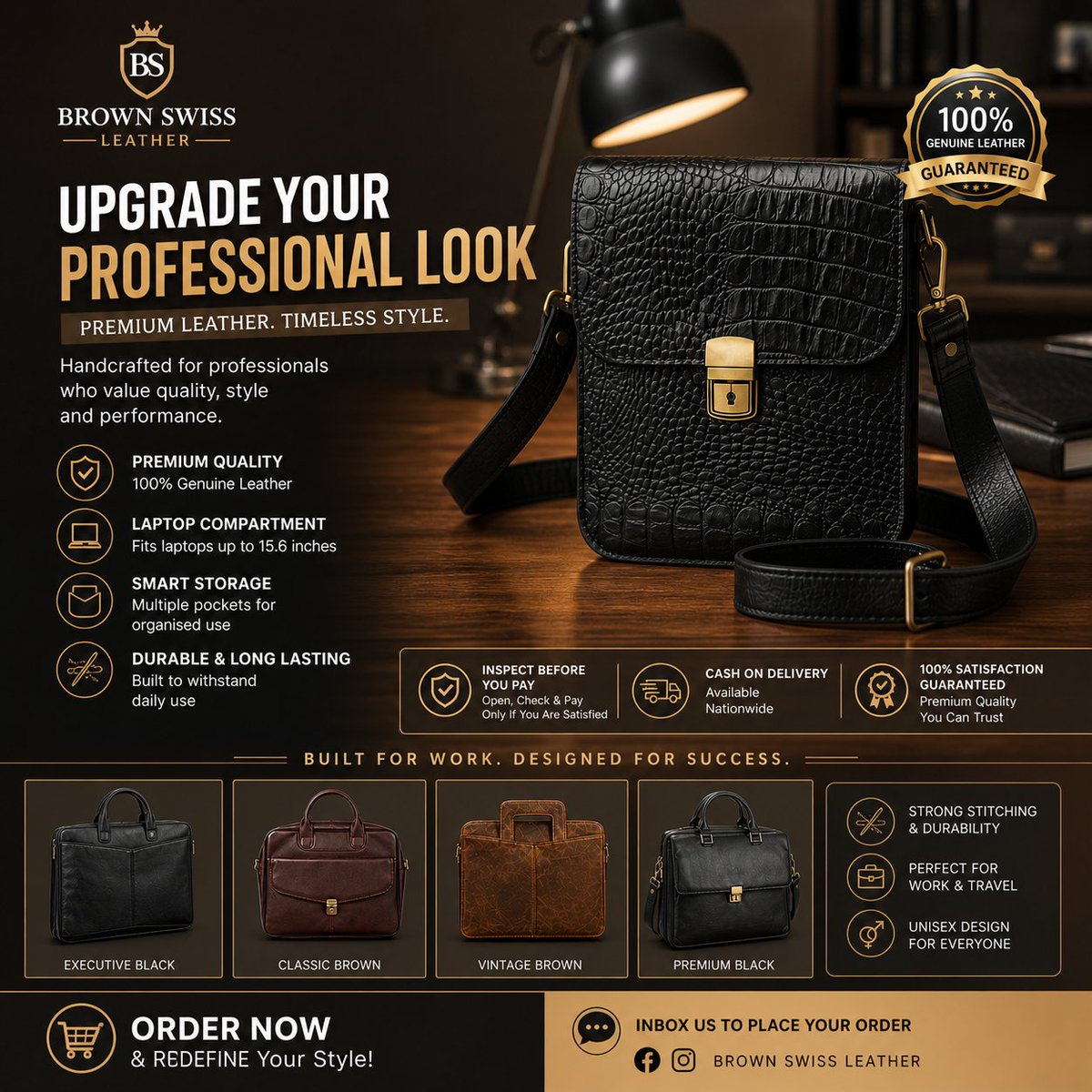 BrownSwissPK's tweet image. Upgrade your professional game with premium handcrafted leather. 👜
✔️ Designed for professionals
✔️ Smart, stylish &amp;amp; functional
💼 Elevate your everyday carry.
📦 Cash on Delivery available nationwide
DM to order now.
#LeatherBags #MensStyle #ProfessionalLook #BrownSwissLeather