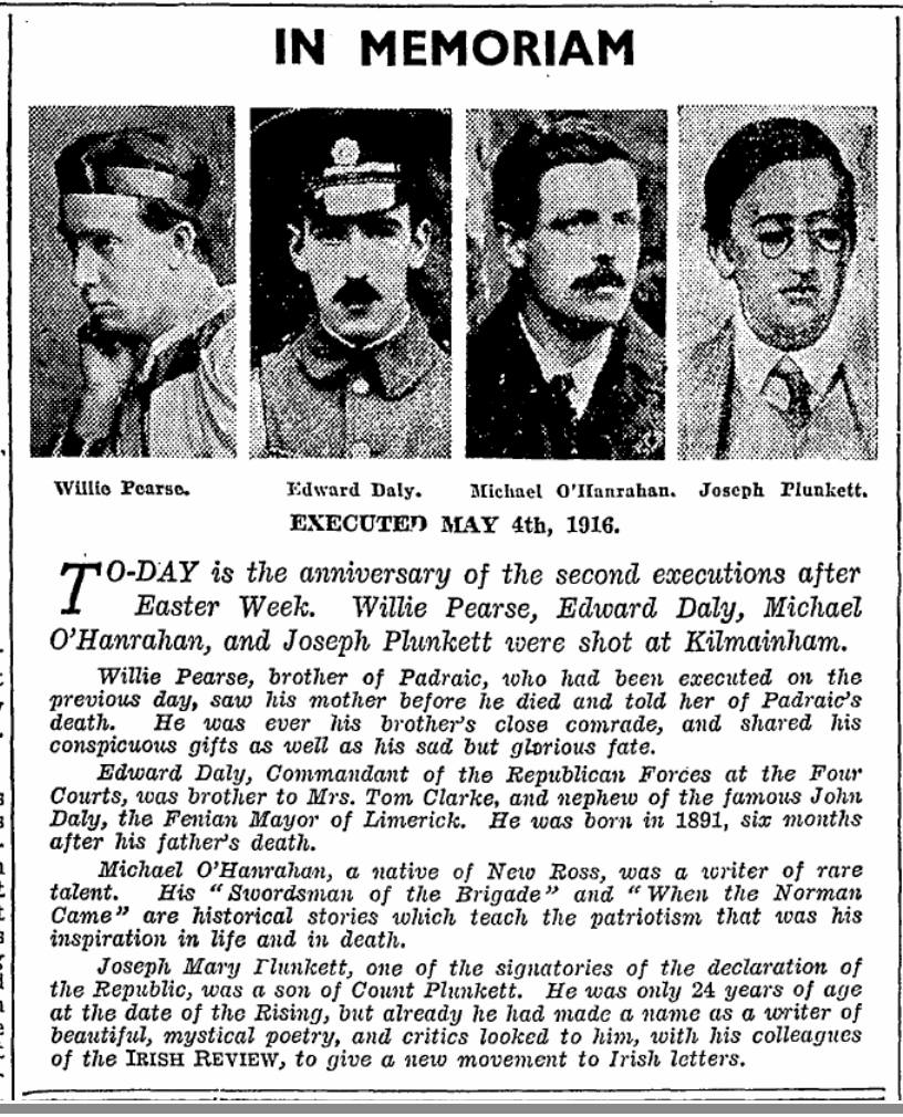 Fiona_Forde_Irl's tweet image. Executed #Onthisday 1916 for their part in the #EasterRising Willie Pearse, Ned Daly, Michael O'Hanrahan &amp;amp; Joseph Plunkett