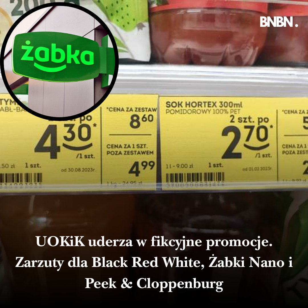 UOKiK postawił zarzuty trzem popularnym sieciom handlowym: Black Red White, Żabka Nano oraz Peek &amp; Cloppenburg.  

#Żabka #UOKiK #BlackRedWhite