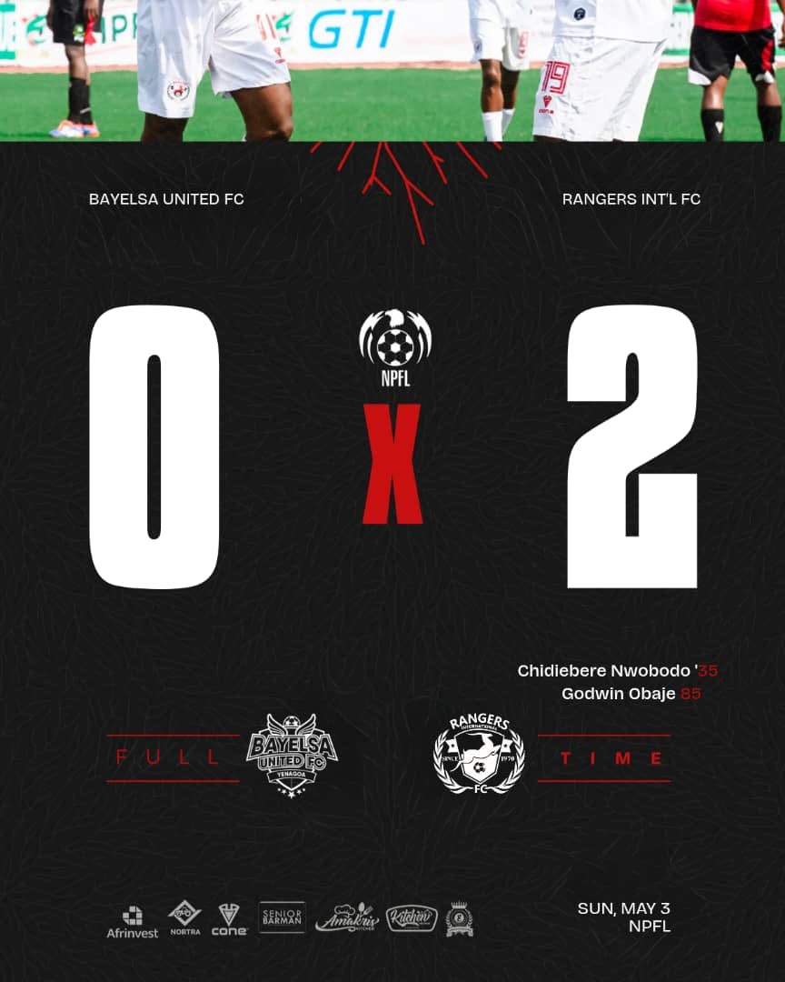 Rangers_Intl's tweet photo. The job is done on the road.
Away victory secured!
Never Say Die!⚪🔴
#Nkebunkeanyi
#BAYRAN #NPFL26 https://t.co/byasV2ZGW5