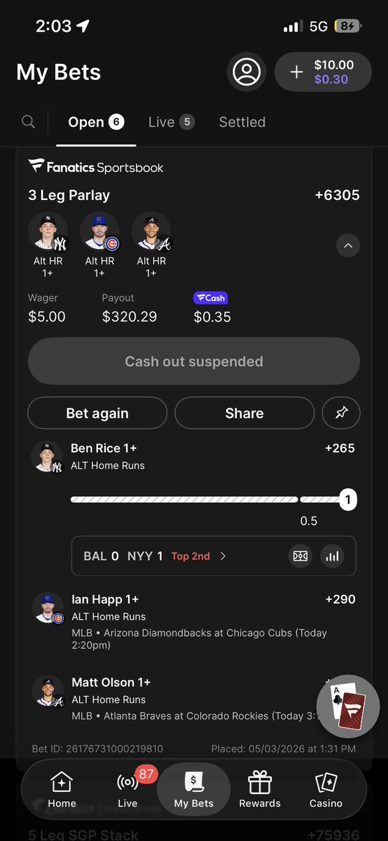 calbytez's tweet image. The model heating up again.

✅ Ben Rice HR (already cashed 💰)
🟢 Ian Happ HR
🟢 Drake Baldwin HR

🎯 Running 2 live 3-leg parlays off the dashboard
💸 One is pushing $1K+ if it clears

sluggers.app — built different.

#MLB #PlayerProps #Parlay