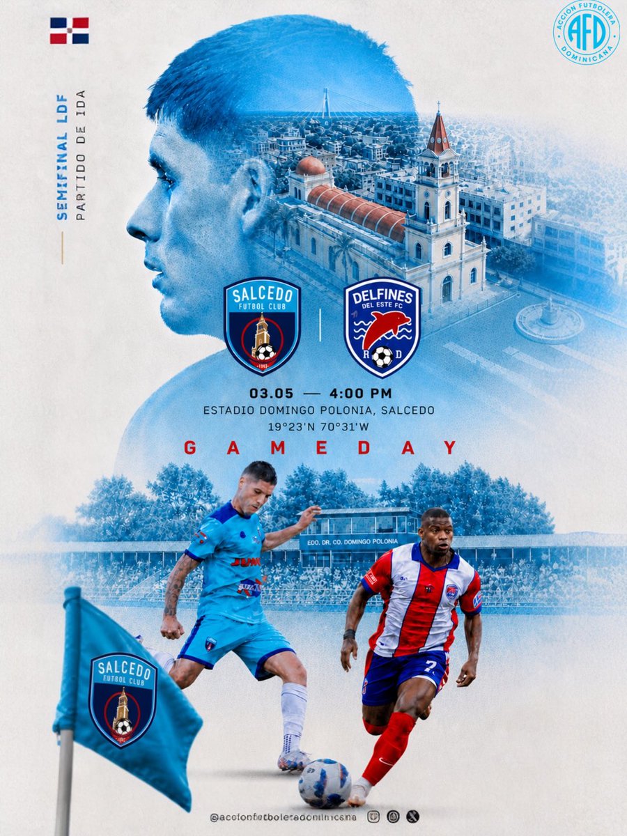 AFDOMINICANA's tweet photo. 🔥 Semifinal LDF (ida) en Salcedo: Salcedo FC recibe a Delfines del Este hoy a las 4:00 PM en el Estadio Domingo Polonia. Duelo clave que puede marcar el rumbo de la serie. Intensidad, orgullo y todo en juego desde el primer minuto. ¿Quién pega primero? https://t.co/uvTV8QpwOk