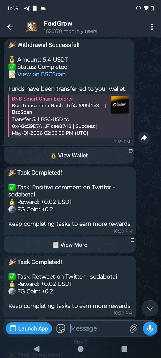 KiernanLou88640's tweet image. People are sleeping on this 👀

FoxiGrow = get paid for simple social tasks
(follow on X, join channels, etc.)

Users: 380K+
Rewards paid: $70K+

I just started it and earning alot 👇
[t.me/FoxiGrowbot?st…]

Low effort side earning.
#Crypto
#Airdrop
#CryptoEarnings
#Web3‌‌