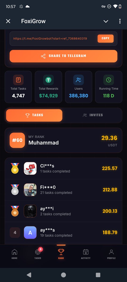 KiernanLou88640's tweet image. People are sleeping on this 👀

FoxiGrow = get paid for simple social tasks
(follow on X, join channels, etc.)

Users: 380K+
Rewards paid: $70K+

I just started it and earning alot 👇
[t.me/FoxiGrowbot?st…]

Low effort side earning.
#Crypto
#Airdrop
#CryptoEarnings
#Web3‌‌