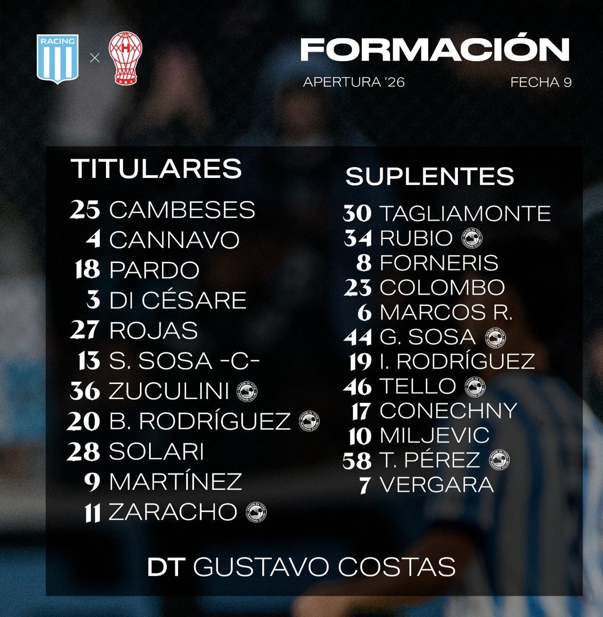 ¡Los 11 para enfrentar a Huracán en el Cilindro!

📸: <a href="/RacingClub/">Racing Club</a>

🤍🩵