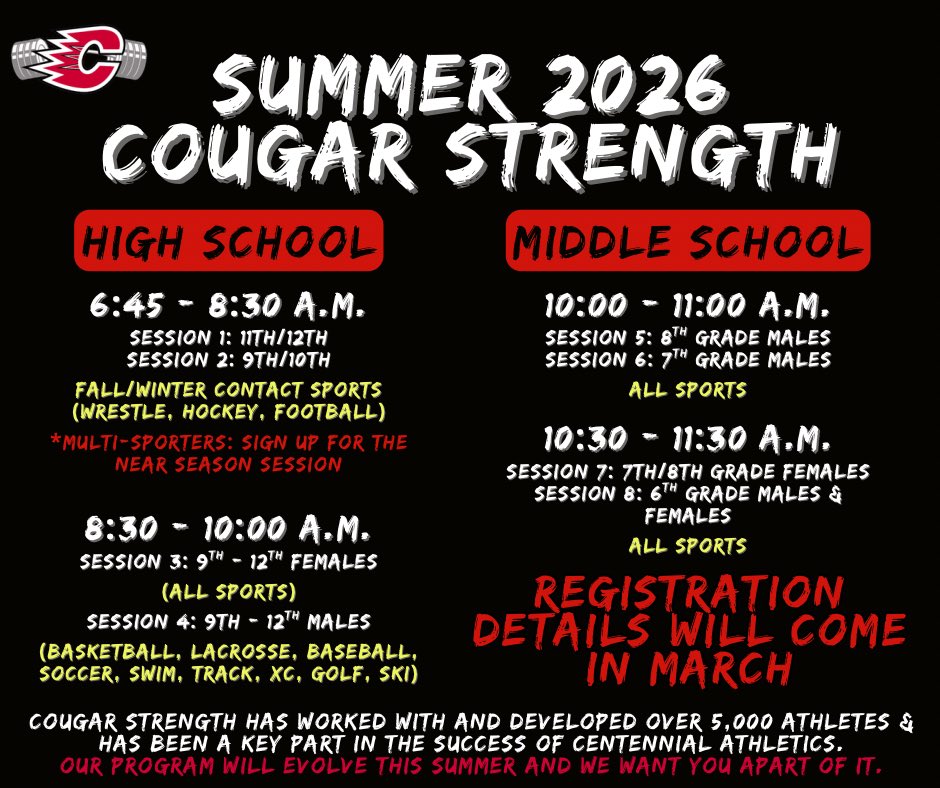 CentCougsFB's tweet photo. May is here and we are officially 123 Days until we open up the 2026 campaign at Cougar Stadium🔴⚪️⚫️

⬇️Registration is open for Summer! Get signed up ASAP. Need to be registered to get your equipment in June⬇️ https://t.co/KDpPENkZhr