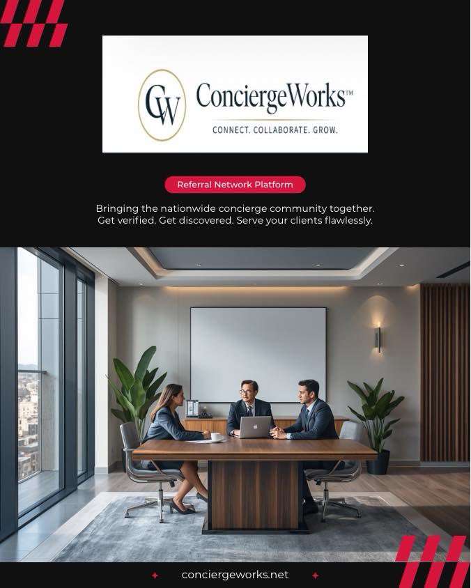 MCProgram4Pros's tweet photo. Stop working on an island. ConciergeWorks™ is the nationwide network for vetted pros to safely share referrals &amp; elevate the industry. 📍 https://t.co/CpRmeaeF0Q https://t.co/MGAvAfcn9M