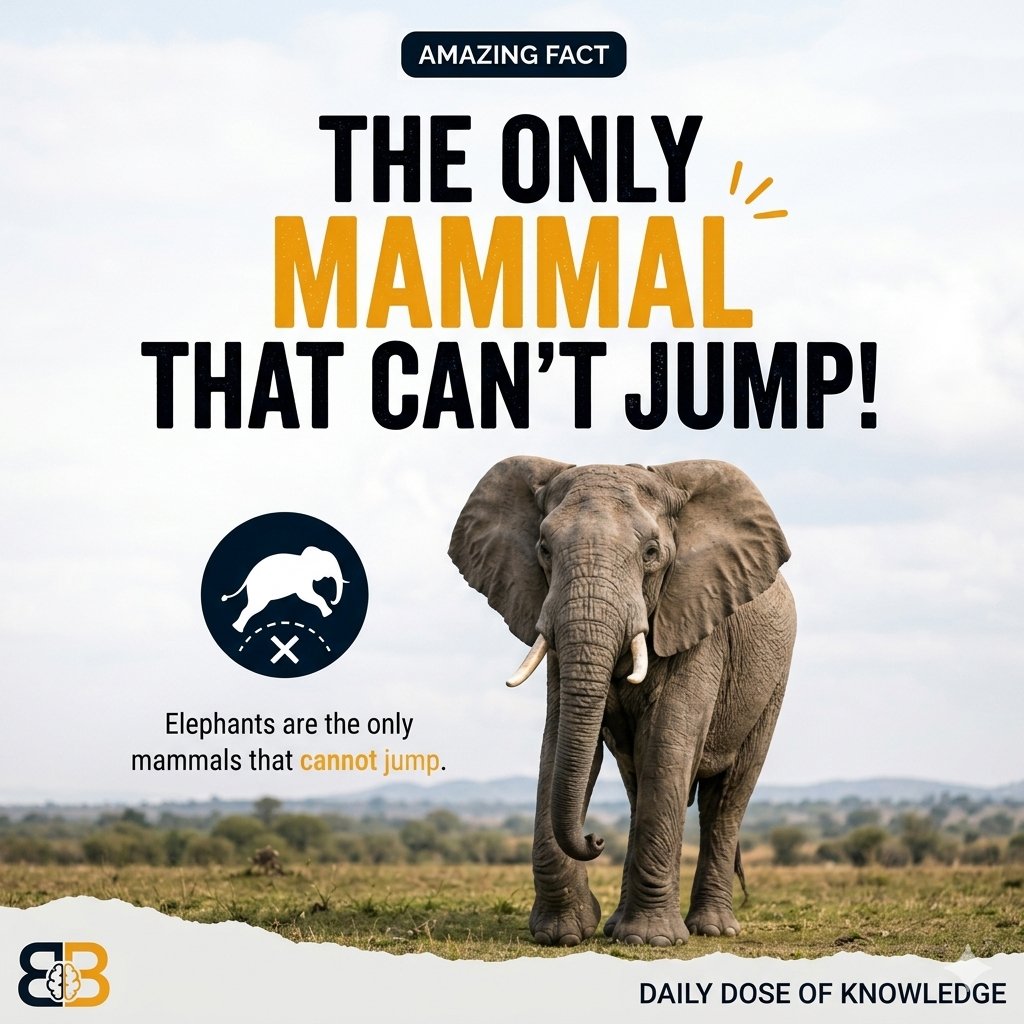 Brain_Buffet's tweet photo. Heavy weight, zero airtime. 

Did you know this? Let us know in the comments! 

#BrainBuffet #DailyFacts #ElephantFacts #NatureIsAmazing #DidYouKnow #KnowledgeIsPower https://t.co/ETFbPlqM6f