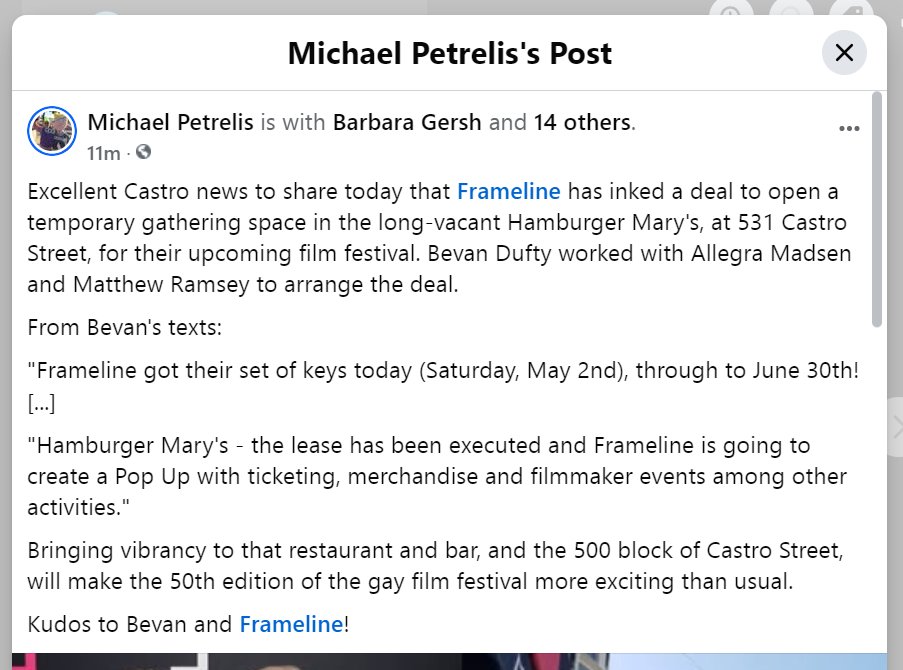 MichaelPetrelis's tweet image. .@framelinefest inks pop-up deal on #LGBT Castro St for 50th film festival!

@KQEDarts @SFC_Datebook @SFMarMendoza @sfist @tonybravosf @IndieWire @eBARnews @hoodline @NewFestNYC @harveymilkclub @neo_antiquarian @48hills @dpna @TheFilmStage @ScreenSlateSF @roxietheater @janusfilms