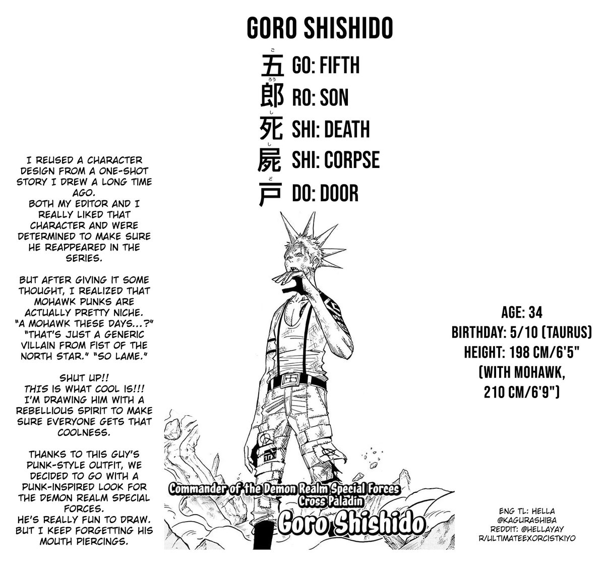 KaguraShiba's tweet photo. Ultimate Exorcist Kiyoshi Volume 8 Bonus Extra Character Profile English TLs - Toji Shuten and Goro Shishido
Please note in the original JP, there is no mention of Kiyoshi "scheduled to be cancelled", Usui was saying that IF Kiyoshi was cancelled, no backstories could happen https://t.co/huC7bWvK3t