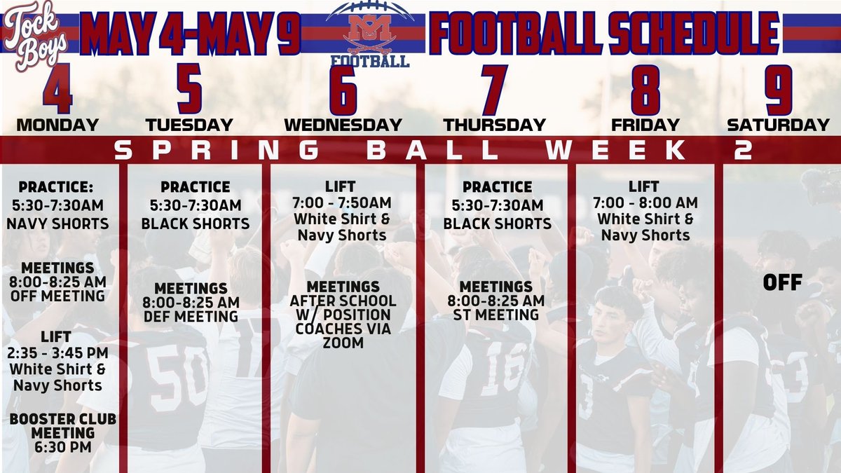 McClintock_FB's tweet image. Spring Ball Week 2 Schedule ⚔️ #DETAILS