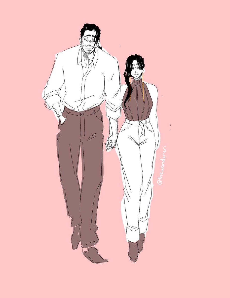 Redrawn… warm tones fit them better 🌸 I like to think they go on dates in the real world often— Shunsui loves to spoil Tsukiko 💛

Disclaimer! Shunsui is a redraw of a Klub outside drawing I peeped at some point!