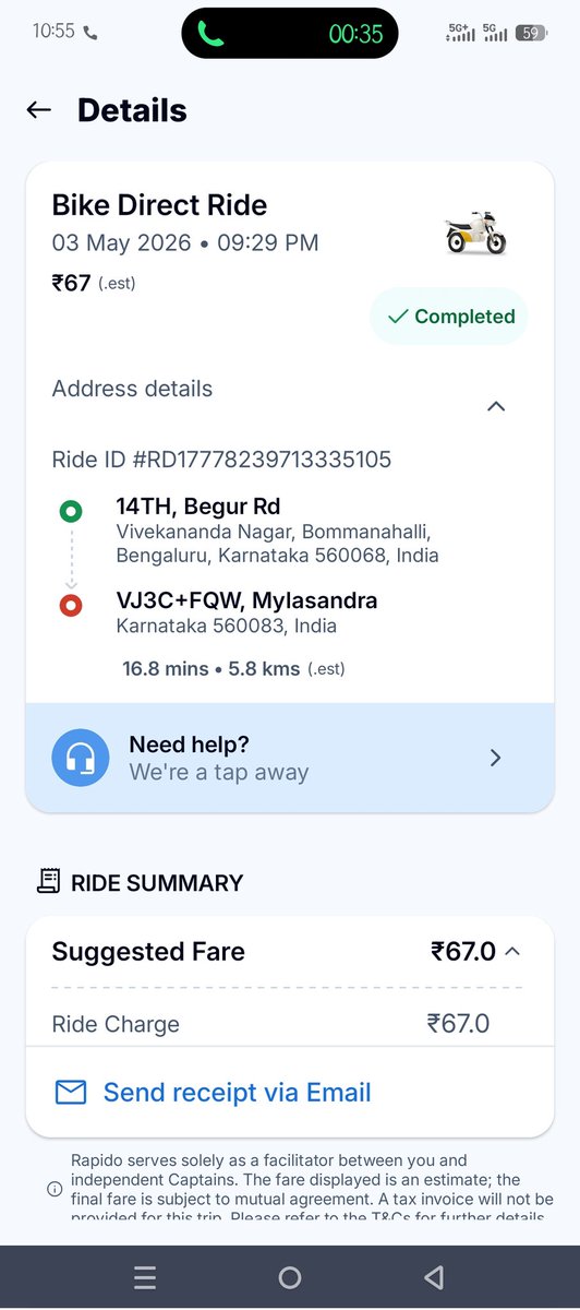 NHomesourc28705's tweet image. @RapidoCares @rapidobikeapp Deeply concerned about my safety on @peak_rapido today. My captain was intoxicated and driving recklessly. This is a zero-tolerance issue. Please look into Ride  immediately before someone gets hurt. #RapidoSafety #RoadSafety"